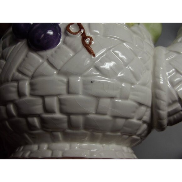 Teapot floral bow porcelain ceramic basketweave fruit with lid multicolor - Picture 10 of 16